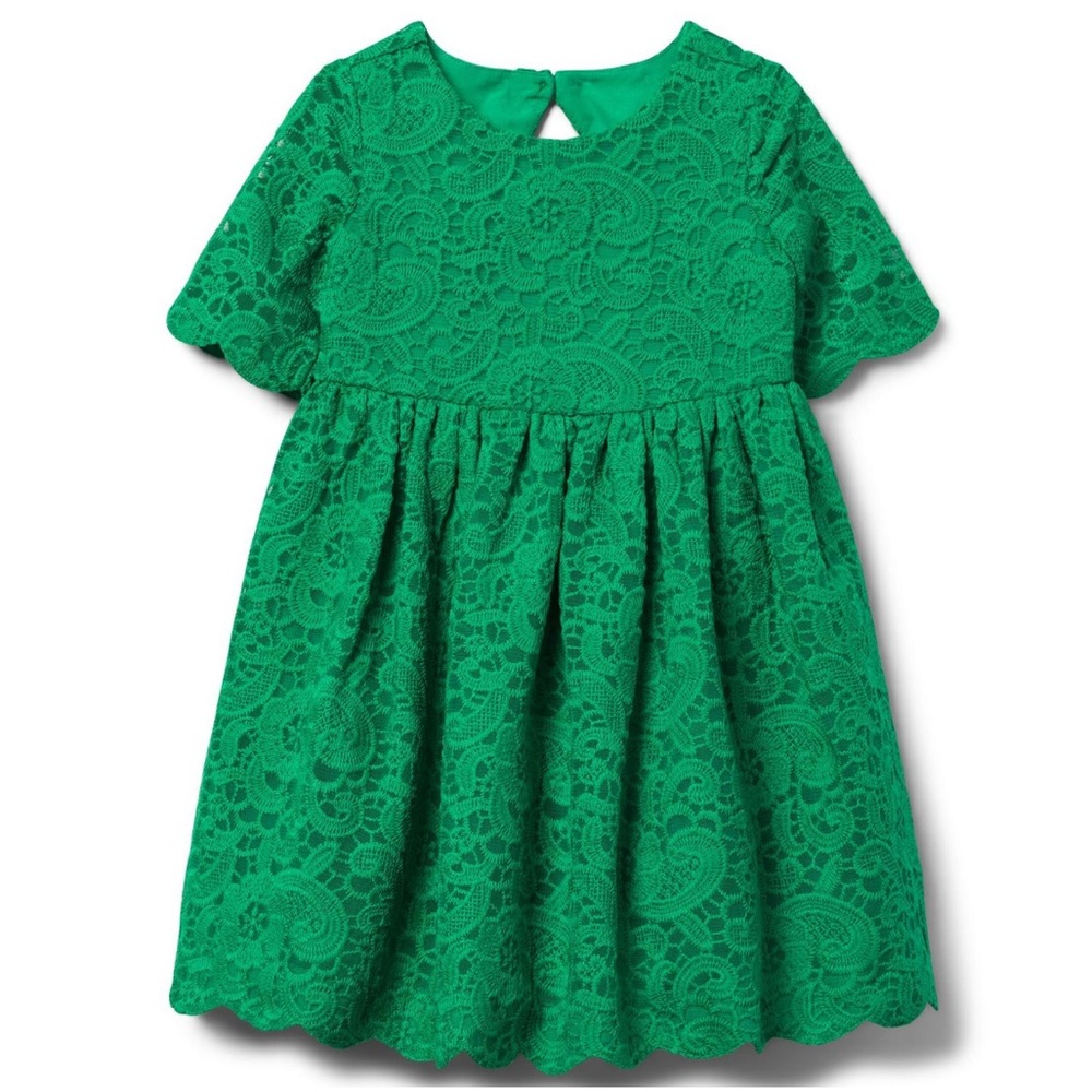 🆕 Janie and Jack Emerald Lace dress, size 5 girls
